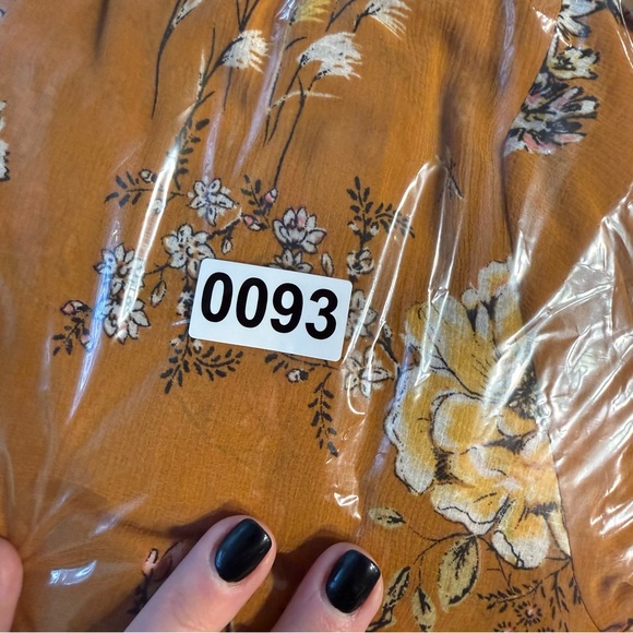 Free People Cherry Blossom Mini Dress Floral Bohemian Topaz color Mustard size L - Picture 13 of 13